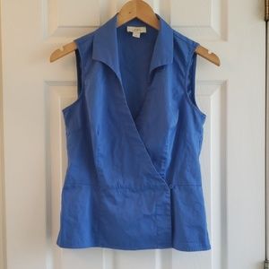 Sleeveless Ocean Blue Ann Taylor Loft Wrap Blouse